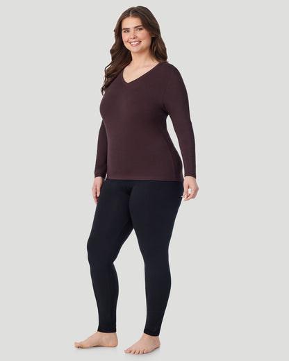  A Plus size lady wearing Mahogany Softwear With Stretch Long Sleeve V-Neck PLUS in a front view standing pose