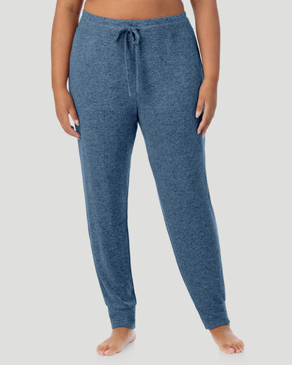 A lady wearing a Deep Chambray SoftKnit Jogger PLUS in a front view look