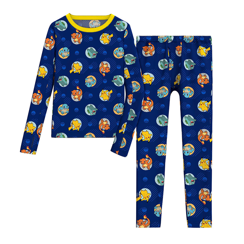  A Navy Pokemon  Boys Stretch Poly 2 pc. Long Sleeve Crew &amp; Pant Set