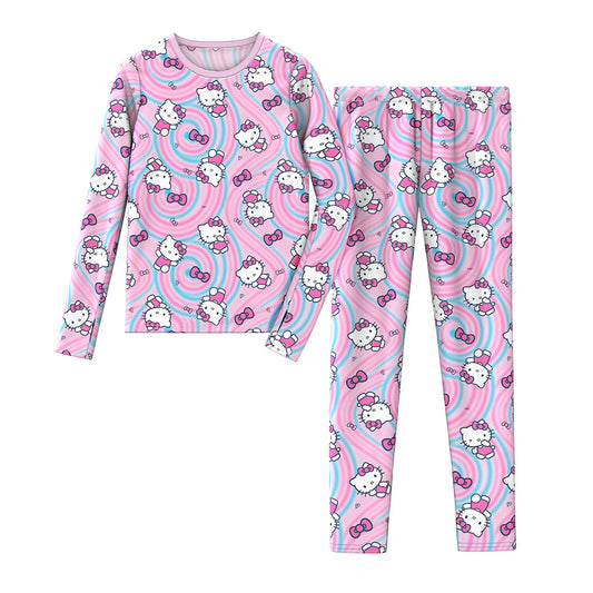  A Hello Kitty Swirl Hello Kitty Stretch Poly 2 pc. Long Sleeve Crew & Legging Set