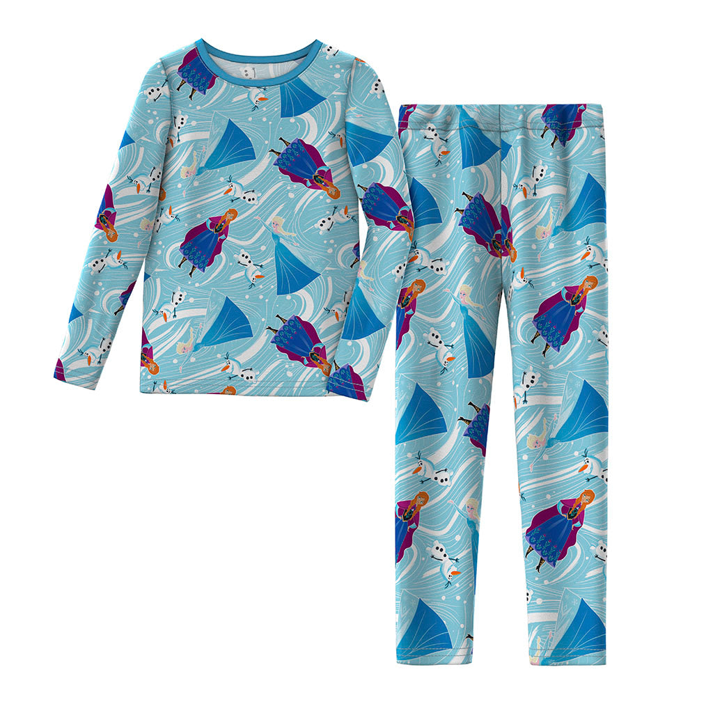 Lt Blue Frozen;@ A Lt Blue Frozen Disney's Frozen Toddler Girls Stretch Poly 2 pc. Long Sleeve Crew & Legging Set