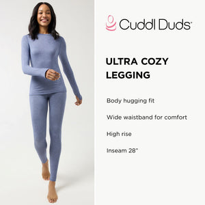 A lady wearing a charcoal heather Ultra Cozy Legging