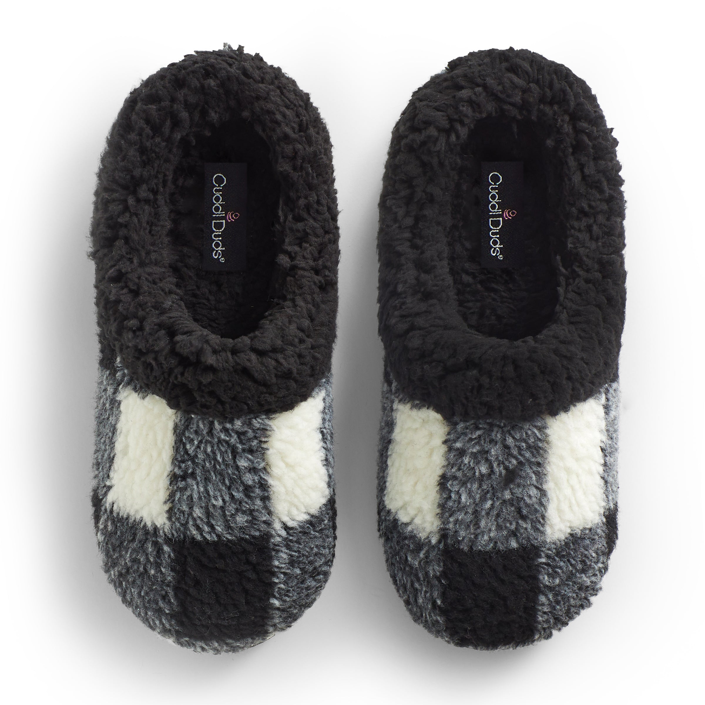 Red and black plaid slippers shop