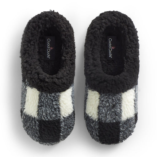 Black-Ivory;@Buffalo plaid clog slipper with sherpa lining