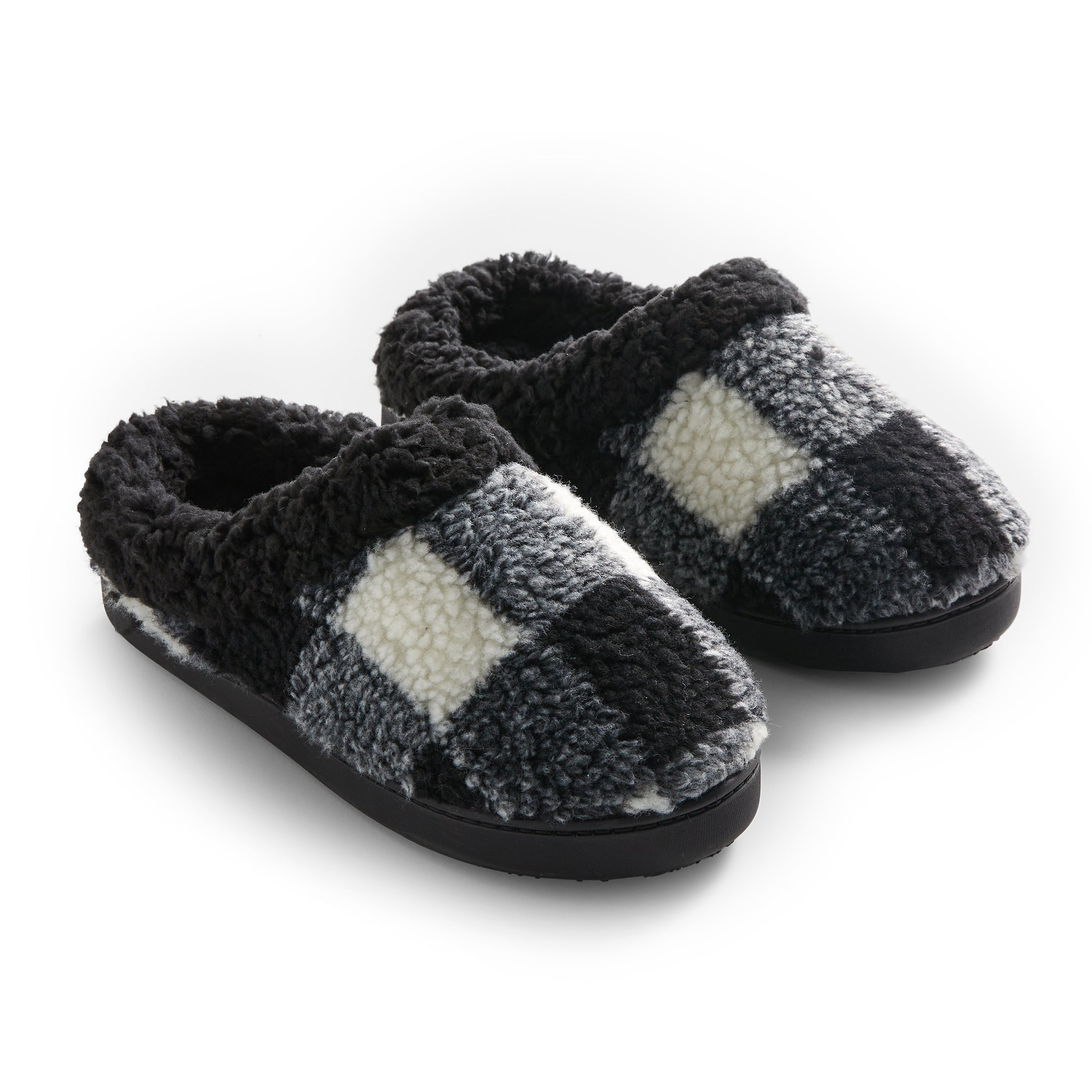 Buffalo Plaid Clog Slipper with Sherpa Lining