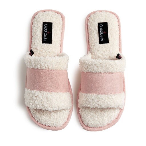 Chalk Pink;@A sherpa microsuede slide slipper
