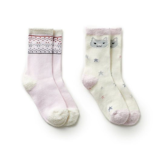 Ivory;@Girls Crew ivory Sock Cat Fun 2 Pack