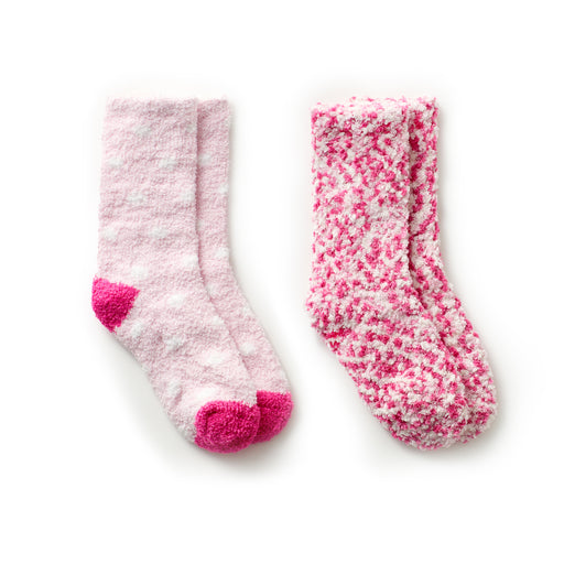 Girls Spacedye/Dot Cozy Crew Lounge pink Sock 2 Pack
