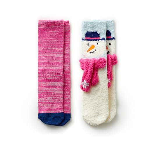 Girls Snowman Crew Lounge Sock 2 Pack