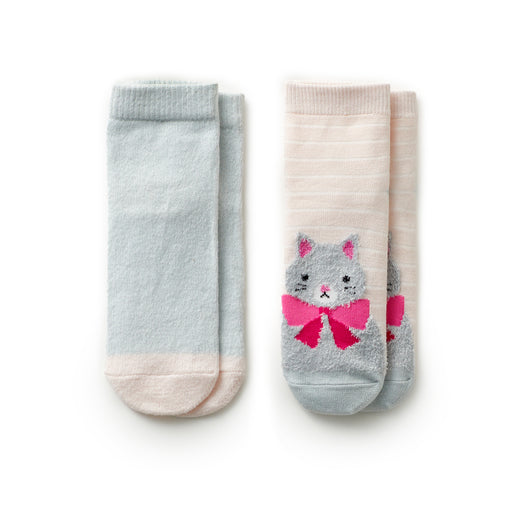 Girls Cat Ankle Slipper Sock 2 Pack