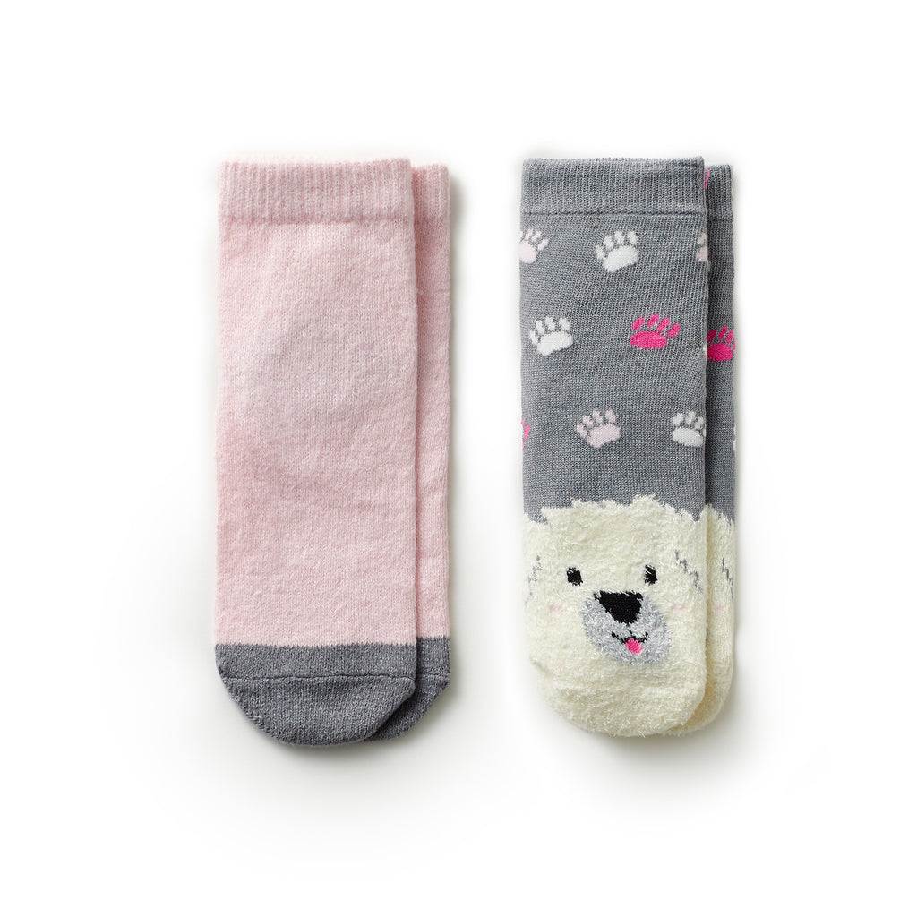Girls Dog Ankle Slipper Sock 2 Pack