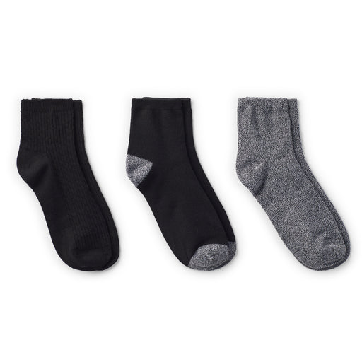 Black;@Vertical Texture Anklet Sock 3 Pack