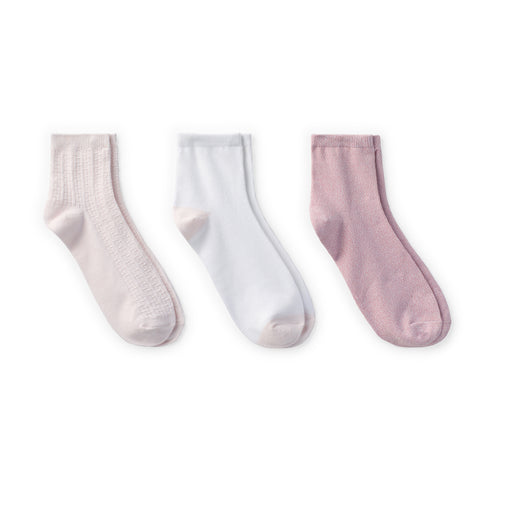 Pearl/Blush;@Vertical Texture Anklet Sock 3 Pack