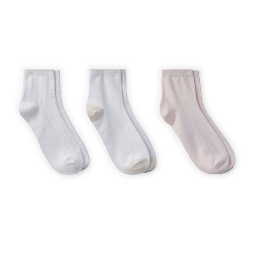 White/Pearl;@Vertical Texture Anklet Sock 3 Pack