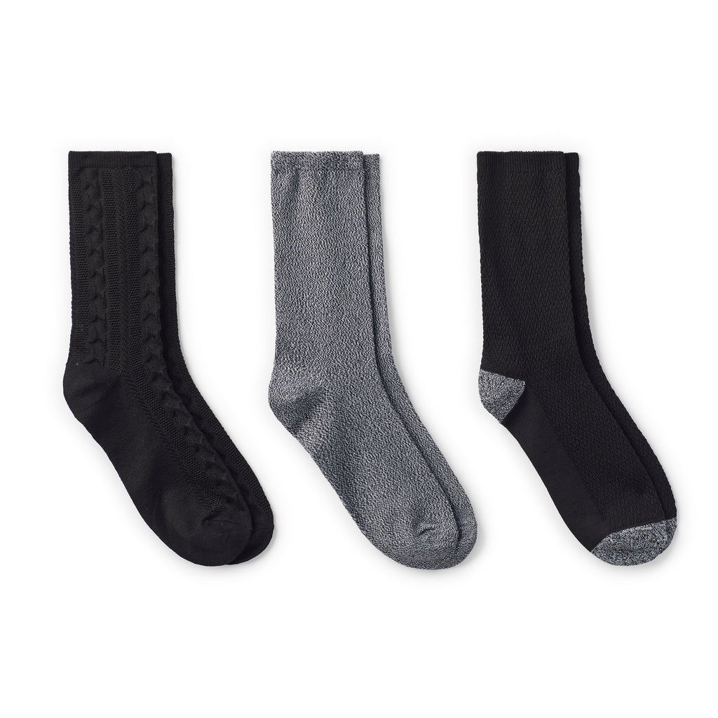 Pucker Cable Crew Sock 3 Pack