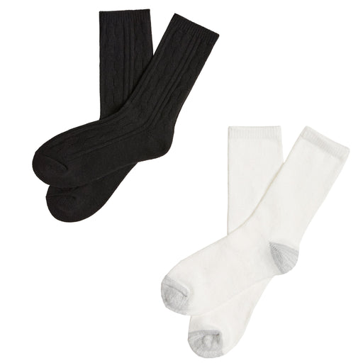 Black;@Classic Cable/Spacedye Chunky Crew Sock 2 Pack