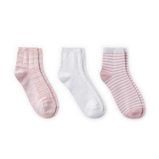 Pearl;@Texture Anklet Sock 3 Pack