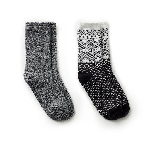 Black;@A 2 sock pack with diamond fairisle and spacedye designs.
