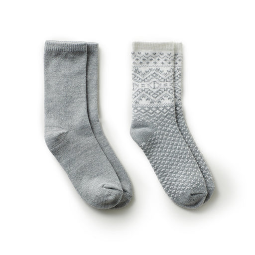Light Grey;;@A 2 sock pack with diamond fairisle and spacedye designs.