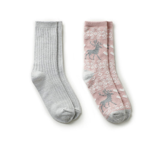 Reindeer lilac Fairisle/Spacedye Crew Sock 2 Pack
