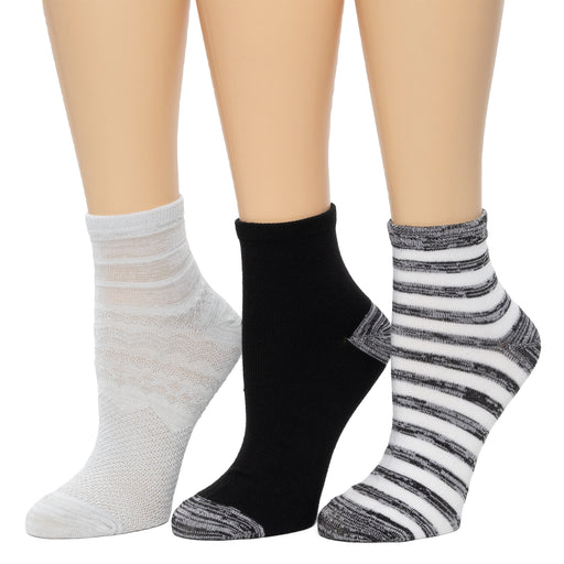 Black;@Stripe/ Picking Anklet Sock 3 Pack