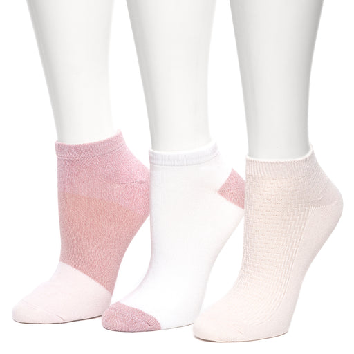 Pearl;Diagonal Rib/ Colorblock Low Cut Sock 3 Pack