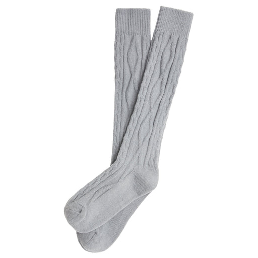 Grey;@Plush Cozy Cable Knee High Sock