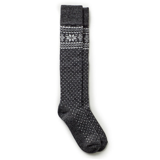 Black; @Black snowflake knee high sock.