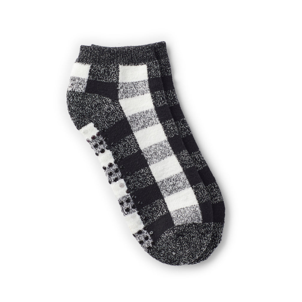 Gingham Terry Low Cut Sock With Non-Slip Bottom
