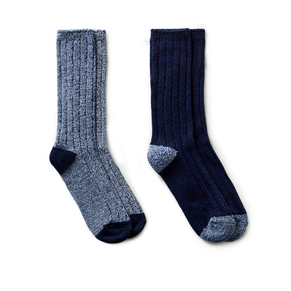 Mens Twist Rib Boot blue Sock 2PK