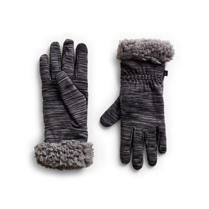 Black Multi;@Cinched Wrist FlexFit Glove with Faux Fur Cuff