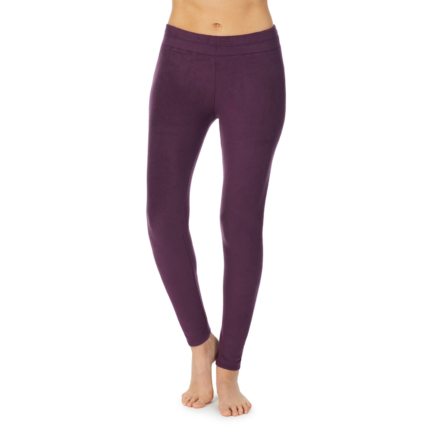 Boysenberry Purple;Model is wearing size S. She is 5’9”, Bust 32”, Waist 25.5”, Hips 36”.@A lady wearing fleecewear with stretch legging