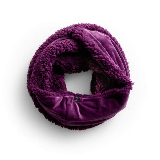 Deep Purple;@Double Plush Velour Infinity Scarf with Sherpa