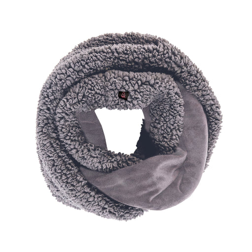 Grey;@Double Plush Velour Infinity Scarf with Sherpa