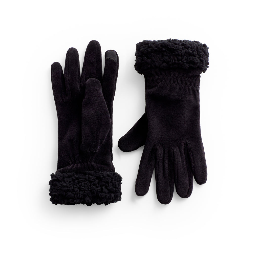 Double Plush Velour Glove with Sherpa Cuff