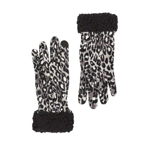 Snow Leopard;Double Plush Velour Glove with Sherpa Cuff