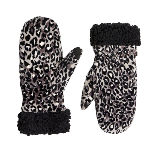 Snow Leopard;Double Plush Velour Mitten with Faux Sherpa Cuff