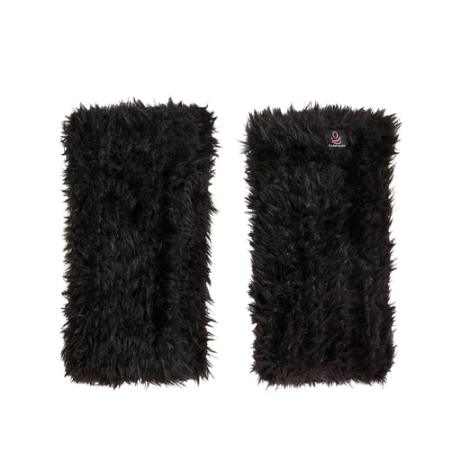 Black;@Knit Furry Yarn Fingerless Mitten.