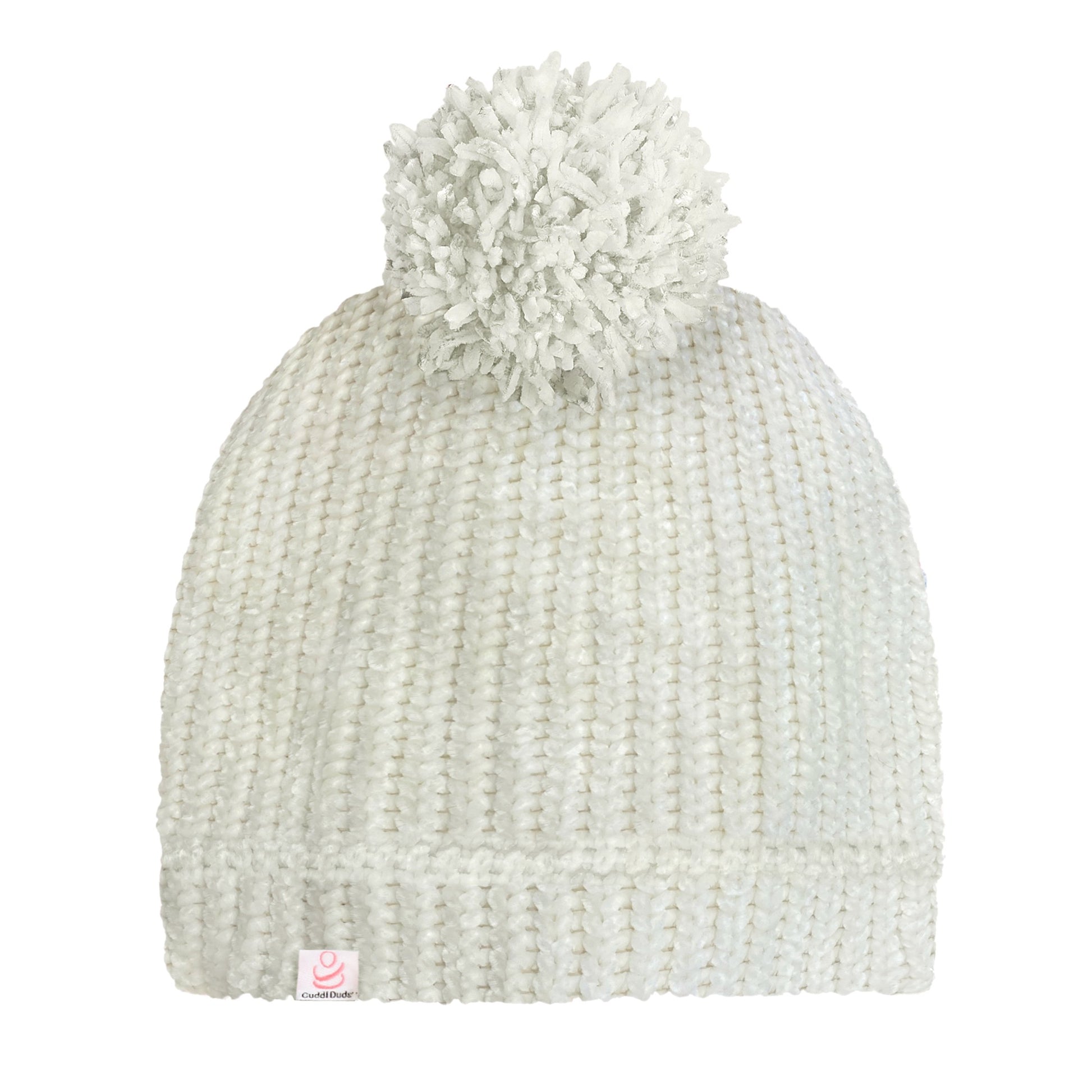 Ivory;@Chenille Beanie with Pom