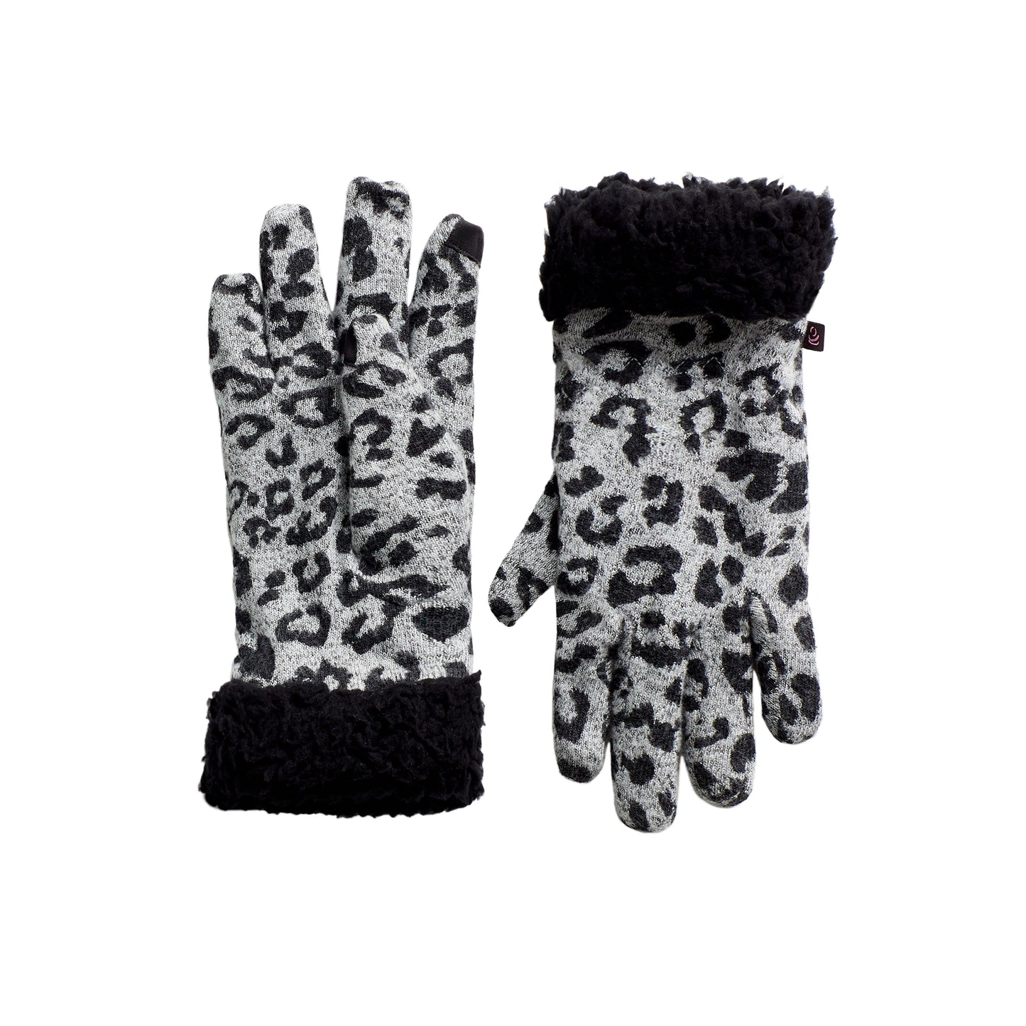 Grey Animal;@SoftKnit Glove with Sherpa Cuff