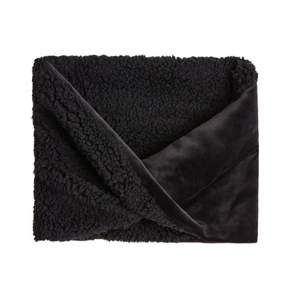 Black;@Double Plush Velour and Sherpa Reversible Neckwarmer