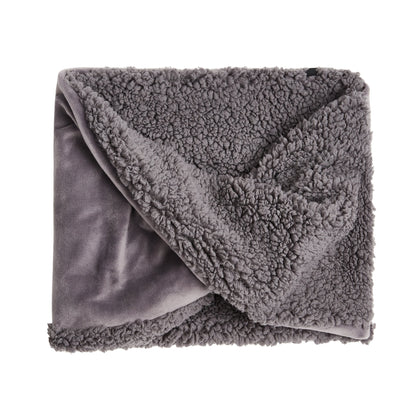Grey;@Double Plush Velour and Sherpa Reversible Neckwarmer