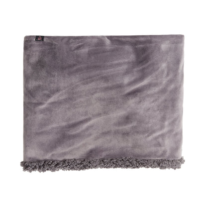 Grey;@Double Plush Velour and Sherpa Reversible Neckwarmer