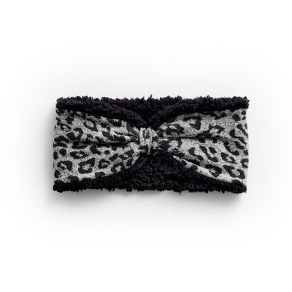 SoftKnit grey Headband with Sherpa with animal print