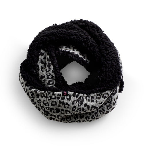 Grey Animal;@SoftKnit Infinity grey Scarf with Sherpa with animal print