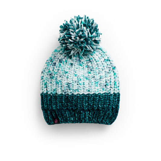 A chenille teal hat