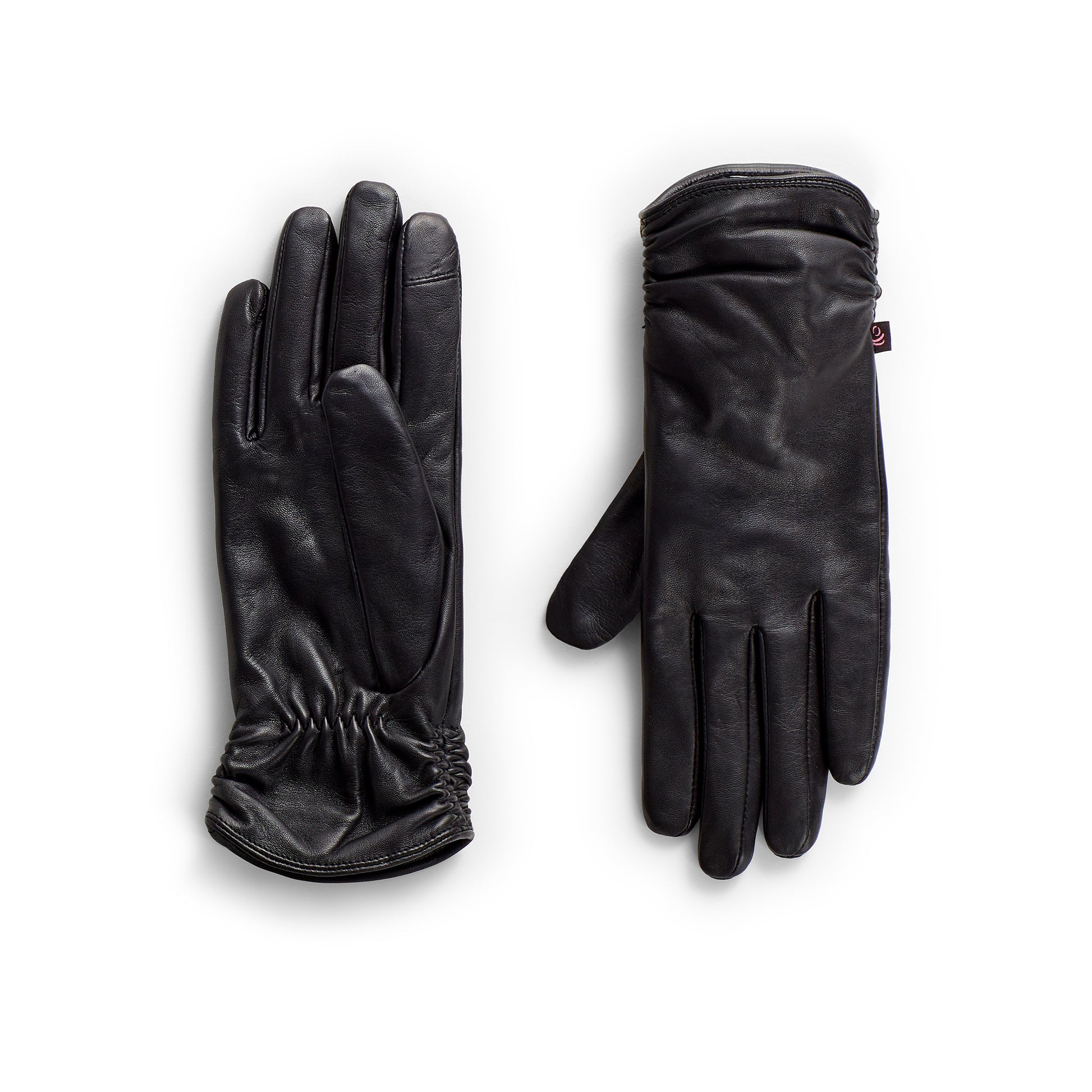 Leather Glove with Ruching Black / L