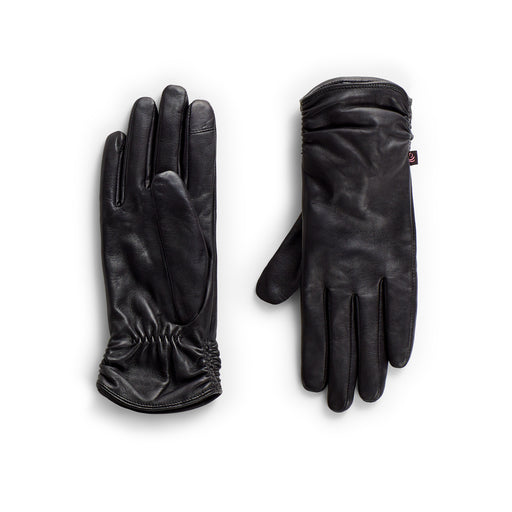 black Leather Glove with Ruching