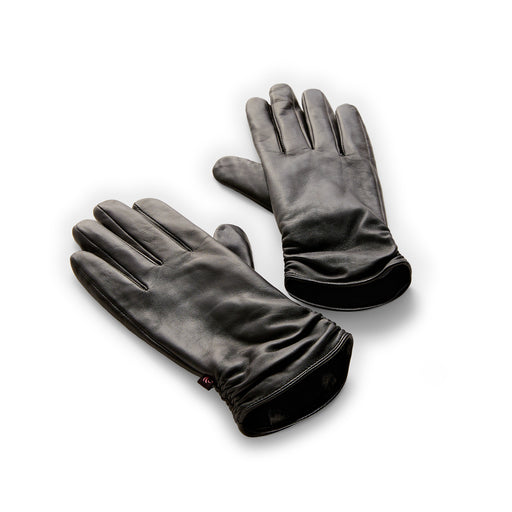 Black;@black Leather Glove with Ruching