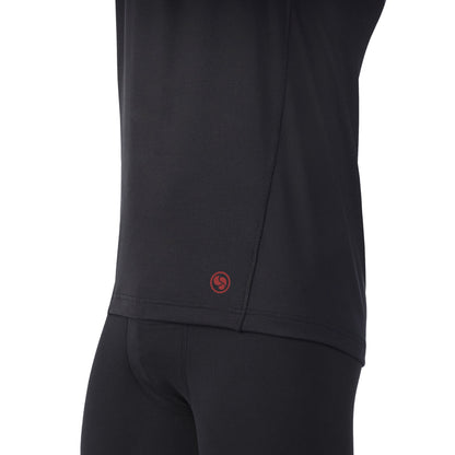 Black;@A man wearing black Far Infrared Enhance Long Sleeve Crew